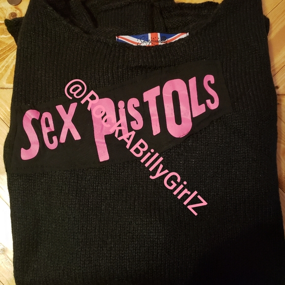 Sourpuss Sex Pistols Offically Licensed Pink Logo Black Sweater Johnny Rotten - Picture 5 of 7